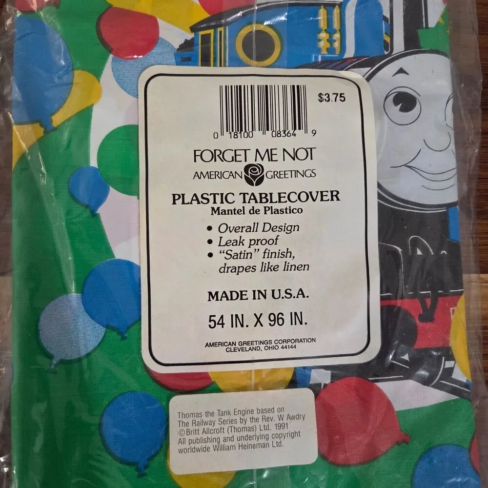 Vintage Thomas The Tank Engine American Greetings 1991 Party Supplies Tablecloth